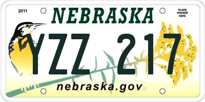 NE license plate YZZ217