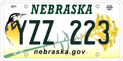NE license plate YZZ223