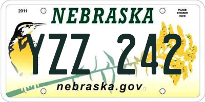NE license plate YZZ242