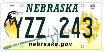 NE license plate YZZ243