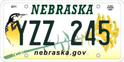 NE license plate YZZ245