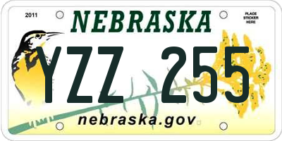 NE license plate YZZ255