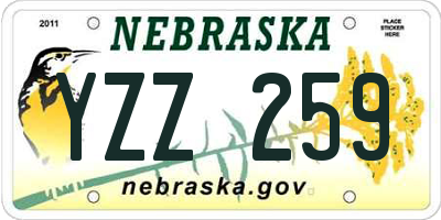 NE license plate YZZ259