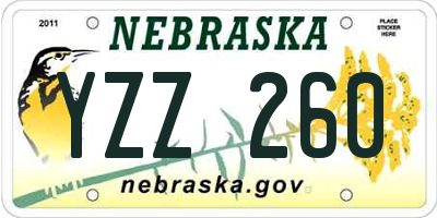 NE license plate YZZ260
