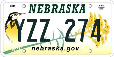 NE license plate YZZ274