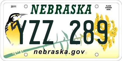 NE license plate YZZ289