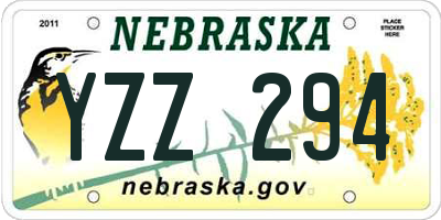 NE license plate YZZ294