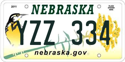 NE license plate YZZ334