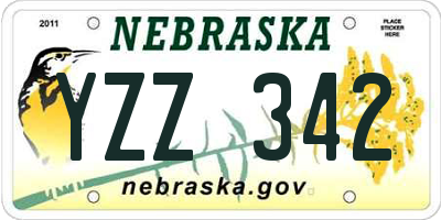 NE license plate YZZ342