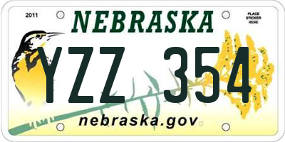 NE license plate YZZ354