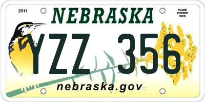 NE license plate YZZ356
