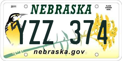 NE license plate YZZ374
