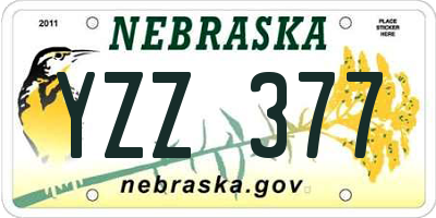 NE license plate YZZ377