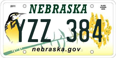 NE license plate YZZ384