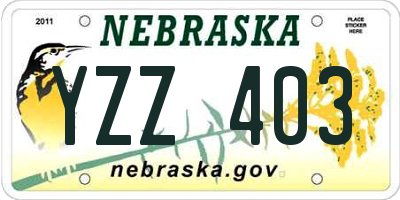 NE license plate YZZ403