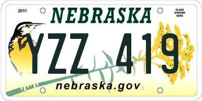 NE license plate YZZ419