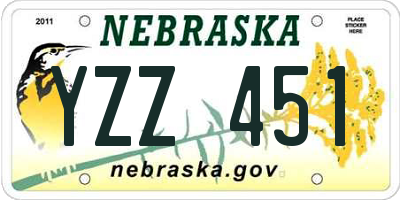 NE license plate YZZ451
