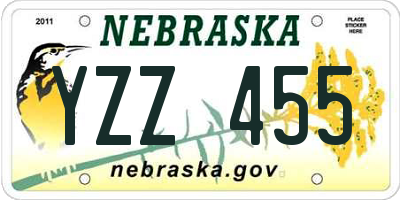 NE license plate YZZ455