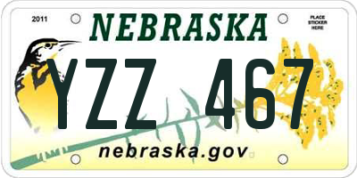 NE license plate YZZ467