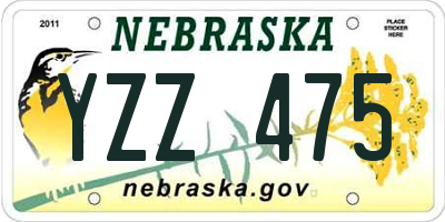 NE license plate YZZ475