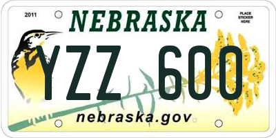 NE license plate YZZ600