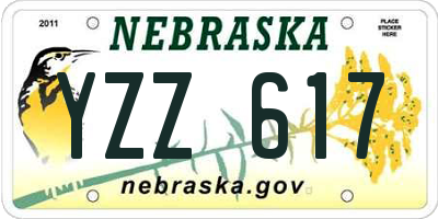 NE license plate YZZ617