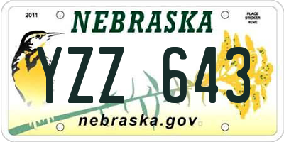 NE license plate YZZ643