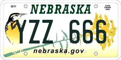 NE license plate YZZ666