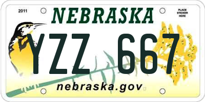 NE license plate YZZ667