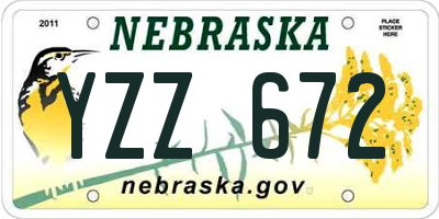 NE license plate YZZ672