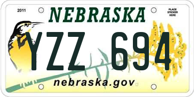 NE license plate YZZ694