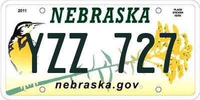 NE license plate YZZ727