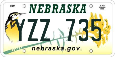 NE license plate YZZ735