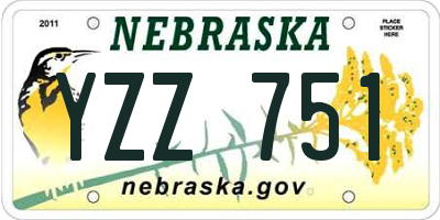 NE license plate YZZ751