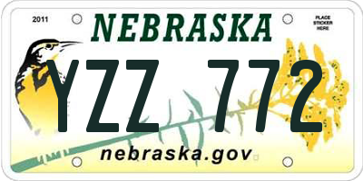 NE license plate YZZ772