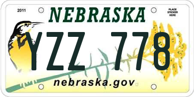 NE license plate YZZ778