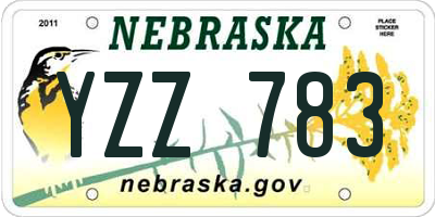 NE license plate YZZ783