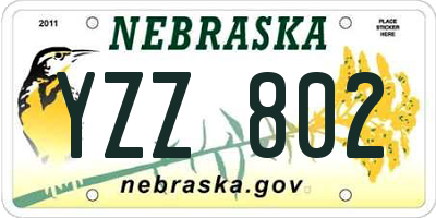 NE license plate YZZ802