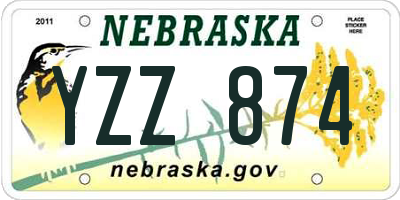 NE license plate YZZ874