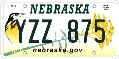 NE license plate YZZ875