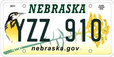 NE license plate YZZ910