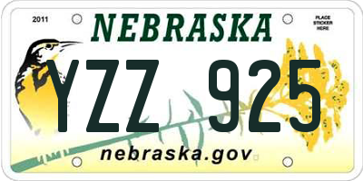 NE license plate YZZ925