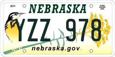 NE license plate YZZ978