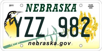 NE license plate YZZ982