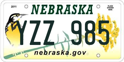 NE license plate YZZ985