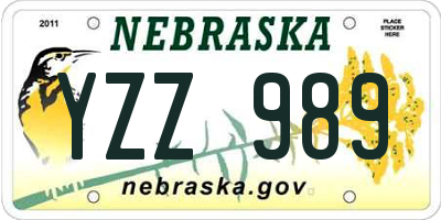 NE license plate YZZ989