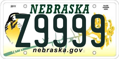 NE license plate Z9999