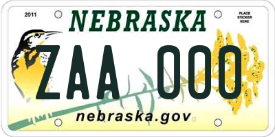 NE license plate ZAA000