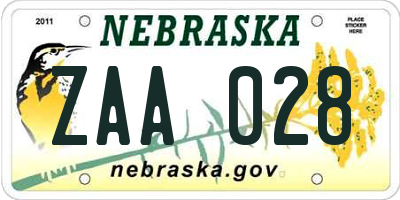 NE license plate ZAA028