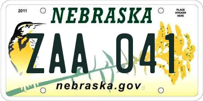 NE license plate ZAA041